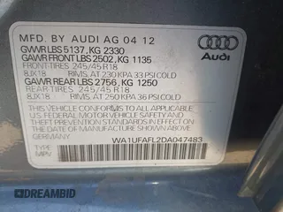 2013 Audi allroad A4 Premium Plus with VIN WA1UFAFL2DA047483, listed as a IAAI auction lot 42044796 with 132,498 mi miles and . Bid and sale history available at DreamBid. Image 9.