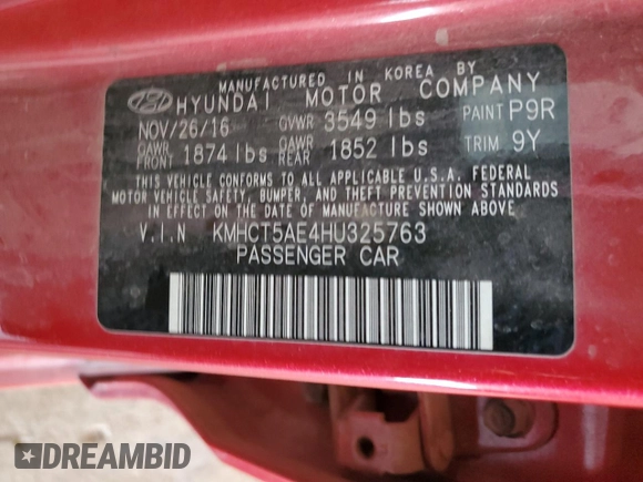 2017 Hyundai Accent SE with VIN KMHCT5AE4HU325763, listed as a Copart auction lot 51358215 with 110,818 mi miles and Clean Title. Bid and sale history available at carsss.com. Image 12.
