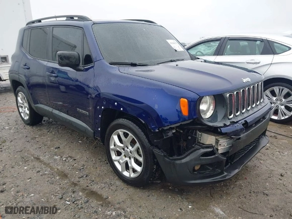 2016 Jeep Renegade Latitude with VIN ZACCJABTXGPE39685, listed as a IAAI auction lot 41564279 with 218,915 mi miles. Bid and sale history available at carsss.com. Image 1.