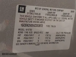 2009 Chevrolet Silverado 1500 LT with VIN 1GCEK29059Z253872, listed as a IAAI auction lot 41325279 with 45,495 mi miles. Bid and sale history available at carsss.com. Image 9.