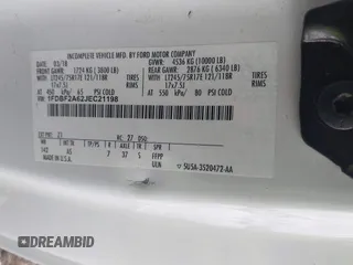 2018 Ford F-250 XL with VIN 1FDBF2A62JEC21198, listed as a IAAI auction lot 42362024 with 104,276 mi miles and . Bid and sale history available at DreamBid. Image 9.