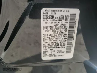 2006 Nissan Murano SL with VIN JN8AZ08T66W422924, listed as a Copart auction lot 75192614 with 42,525 mi miles and Salvage Title. Bid and sale history available at carsss.com. Image 15.