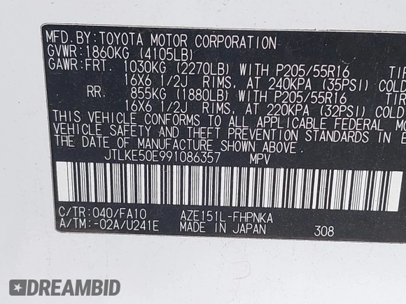 2009 Scion xB with VIN JTLKE50E991086357, listed as a IAAI auction lot 42172010 with 201,561 mi miles and . Bid and sale history available at DreamBid. Image 9.