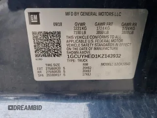 2019 Chevrolet Silverado 1500 High Country with VIN 1GCUYHED1KZ143932, listed as a Copart auction lot 46997635 with 70,075 mi miles and Salvage Title. Bid and sale history available at carsss.com. Image 12.