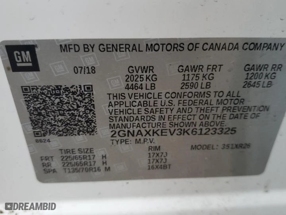 2019 Chevrolet Equinox LT with VIN 2GNAXKEV3K6123325, listed as a Copart auction lot 44054845 with 89,756 mi miles and Salvage Title. Bid and sale history available at carsss.com. Image 13.