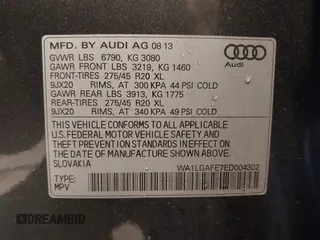 2014 Audi Q7 3.0T Premium Plus with VIN WA1LGAFE7ED004302, listed as a IAAI auction lot 41793547 with 157,351 mi miles. Bid and sale history available at carsss.com. Image 9.