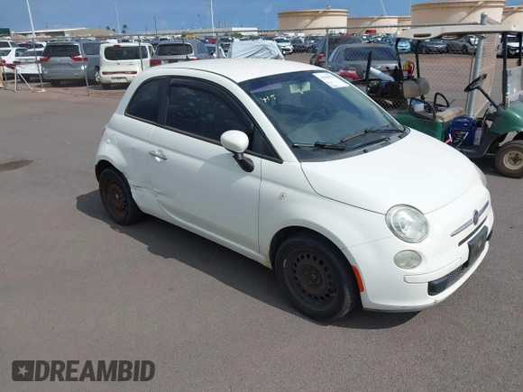 2012 FIAT 500 Pop with VIN 3C3CFFAR7CT119641, listed as a IAAI auction lot 42154125 with 130,922 mi miles. Bid and sale history available at carsss.com. Image 1.