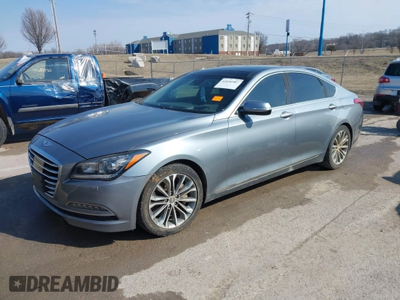 2016 Hyundai Genesis 3.8L with VIN KMHGN4JE9GU126258, listed as a IAAI auction lot 41656907 with 123,337 mi miles and . Bid and sale history available at DreamBid. Image 2.