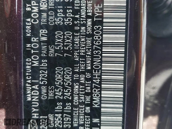 2022 Hyundai Palisade Calligraphy z VIN KM8R74HE0NU376803, wystawiony jako Copart lot #54317595 z przebiegiem 10 715 mil mil oraz Szkody całkowita. Historia ofert i sprzedaży dostępna na DreamBid. Obrazek 13.