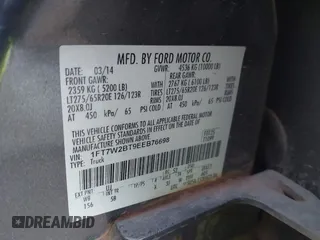 2014 Ford Super Duty F-250 SRW XL with VIN 1FT7W2BT9EEB76698, listed as a IAAI auction lot 41207848 with 155,694 mi miles. Bid and sale history available at carsss.com. Image 9.