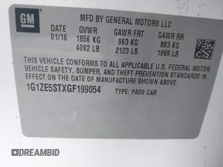 2016 Chevrolet Malibu LT with VIN 1G1ZE5STXGF199054, listed as a IAAI auction lot 42079996 with 103,165 mi miles and . Bid and sale history available at DreamBid. Image 9.