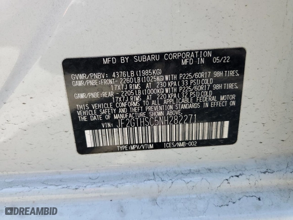 2022 Subaru Crosstrek Sport with VIN JF2GTHSC5NH282271, listed as a Copart auction lot 49681705 with 14,924 mi miles and Salvage Title. Bid and sale history available at carsss.com. Image 12.
