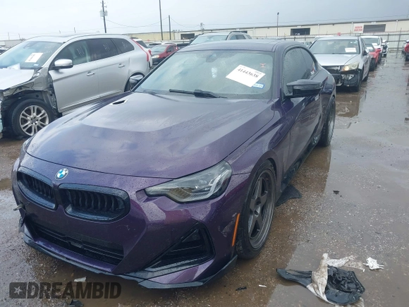 2022 BMW 2 Series M240i xDrive with VIN 3MW53CM03N8C68415, listed as a IAAI auction lot 41443638 with 37,209 mi miles. Bid and sale history available at carsss.com. Image 17.