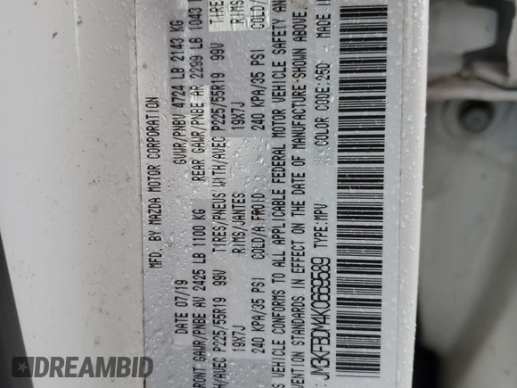2019 Mazda CX-5 Grand Touring with VIN JM3KFBDM4K0669589, listed as a Copart auction lot 54948455 with 64,475 mi miles and Salvage Title. Bid and sale history available at carsss.com. Image 13.