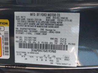 2016 Ford Fusion SE with VIN 3FA6P0H77GR195960, listed as a IAAI auction lot 42283578 with 163,406 mi miles and . Bid and sale history available at DreamBid. Image 9.