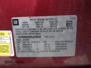 2017 Chevrolet Traverse LT with VIN 1GNKRHKD8HJ220626, listed as a IAAI auction lot 41606841 with 141,755 mi miles and . Bid and sale history available at DreamBid. Image 9.