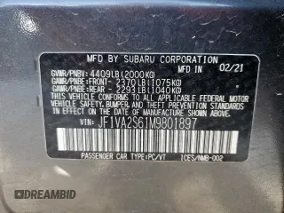 2021 Subaru WRX STI with VIN JF1VA2S61M9801897, listed as a Copart auction lot 50083155 with 45,581 mi miles and Salvage Title. Bid and sale history available at carsss.com. Image 15.