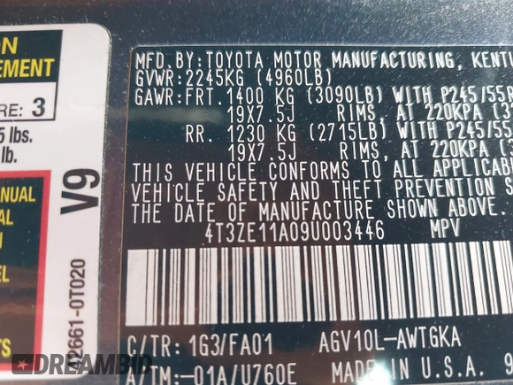 2009 Toyota Venza с VIN 4T3ZE11A09U003446, выставлен на аукционе IAAI как лот 41948337 с пробегом 132 264 миль миль и . История ставок и продаж доступна на DreamBid. Изображение 9.