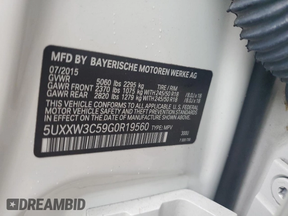 2016 BMW X4 xDrive28i with VIN 5UXXW3C59G0R19560, listed as a Copart auction lot 75647013 with 120,273 mi miles. Bid and sale history available at carsss.com. Image 14.