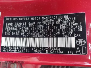 2017 Toyota Corolla L with VIN 2T1BURHE6HC751252, listed as a IAAI auction lot 42276022 with 153,361 mi miles and . Bid and sale history available at DreamBid. Image 9.