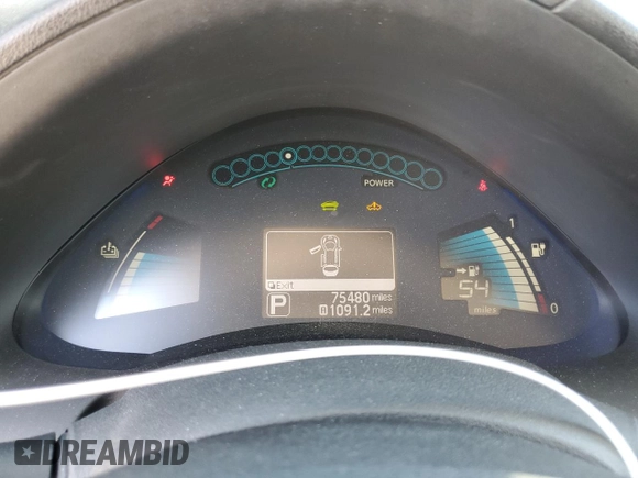 2015 Nissan LEAF SV with VIN 1N4AZ0CP1FC309007, listed as a Copart auction lot 63433853 with 75,480 mi miles. Bid and sale history available at carsss.com. Image 9.