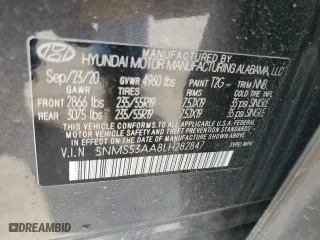 2020 Hyundai Santa Fe Limited with VIN 5NMS53AA8LH282847, listed as a Copart auction lot 54123895 with 62,874 mi miles and Salvage Title. Bid and sale history available at carsss.com. Image 13.