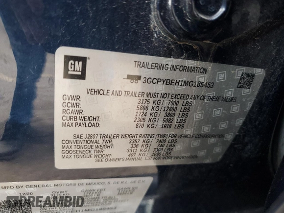 2021 Chevrolet Silverado 1500 Custom with VIN 3GCPYBEH1MG185453, listed as a Copart auction lot 78281804 with 75,380 mi miles and Salvage Title. Bid and sale history available at DreamBid. Image 12.