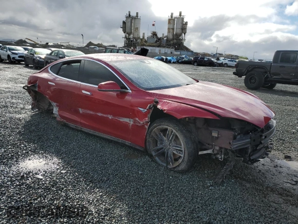 2015 Tesla Model S 85D with VIN 5YJSA1E23FF115854, listed as a Copart auction lot 48938485 with 96,596 mi miles and Salvage Title. Bid and sale history available at carsss.com. Image 4.