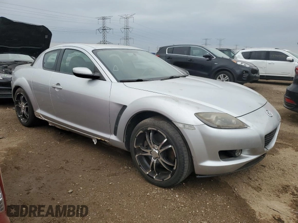 2004 Mazda RX-8 with VIN JM1FE17N240134176, listed as a Copart auction lot 53556025 with 97,818 mi miles and Clean Title. Bid and sale history available at carsss.com. Image 4.