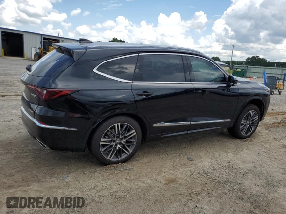 2025 Acura MDX Advance with VIN 5J8YE1H89SL024448, listed as a Copart auction lot 63083325 with 2,697 mi miles and Salvage title. Bid and sale history available at DreamBid. Image 3.
