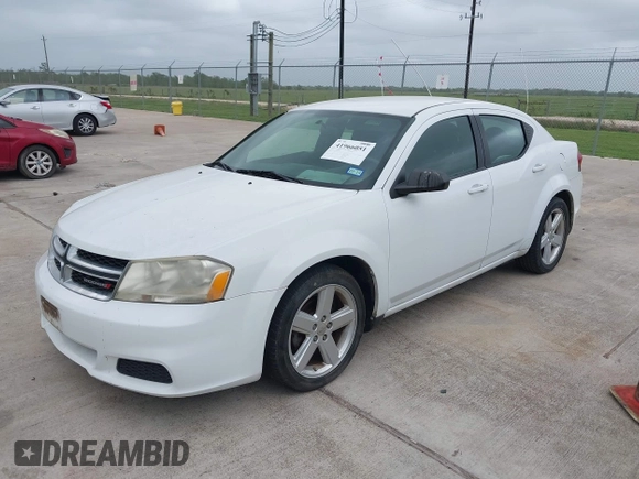 2013 Dodge Avenger SE with VIN 1C3CDZAB3DN707581, listed as a IAAI auction lot 41966051 with 159,054 mi miles and . Bid and sale history available at carsss.com. Image 2.