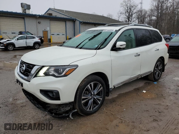 2020 Nissan Pathfinder Platinum with VIN 5N1DR2DM0LC623651, listed as a Copart auction lot 82106934 with 75,844 mi miles and Salvage Title. Bid and sale history available at carsss.com. Image 1.