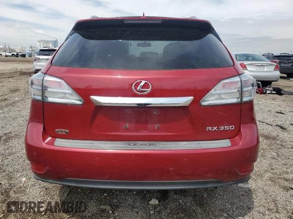 2011 Lexus RX 350 with VIN 2T2BK1BA3BC096841, listed as a Copart auction lot 55532455 with 77,644 mi miles and Salvage title. Bid and sale history available at DreamBid. Image 6.
