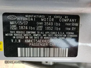 2017 Hyundai Accent SE with VIN KMHCT5AEXHU345080, listed as a Copart auction lot 63706663 with 50,070 mi miles. Bid and sale history available at carsss.com. Image 12.