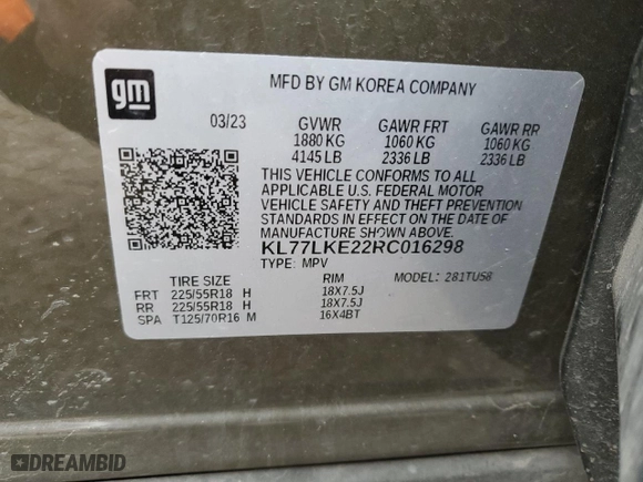 2024 Chevrolet Trax ACTIV with VIN KL77LKE22RC016298, listed as a Copart auction lot 41693425 with 0 mi miles and Salvage Title. Bid and sale history available at carsss.com. Image 15.