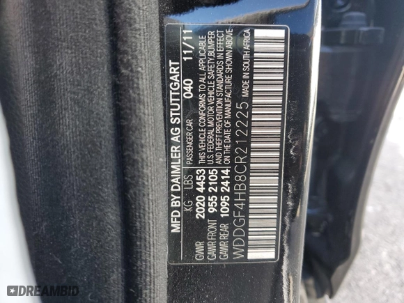 2012 Mercedes-Benz C-Class C 250 Sport with VIN WDDGF4HB8CR212225, listed as a Copart auction lot 88076975 with 124,543 mi miles and Salvage Title. Bid and sale history available at carsss.com. Image 12.