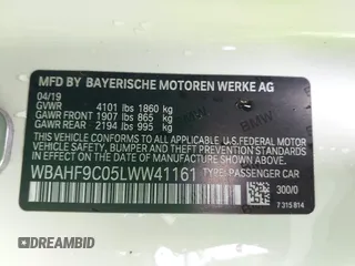 2020 BMW Z4 sDriveM40i with VIN WBAHF9C05LWW41161, listed as a IAAI auction lot 41505170 with 36,133 mi miles. Bid and sale history available at carsss.com. Image 9.