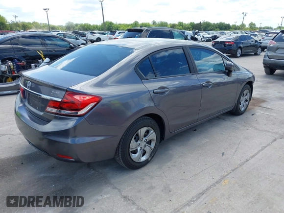 2014 Honda Civic Sedan LX with VIN 19XFB2F59EE079783, listed as a IAAI auction lot 42059609 with 179,922 mi miles. Bid and sale history available at carsss.com. Image 4.