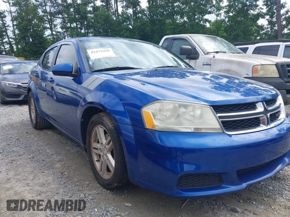 2012 Dodge Avenger SXT with VIN 1C3CDZCB4CN313549, listed as a IAAI auction lot 42479430 with 171,343 mi miles and . Bid and sale history available at DreamBid. Image 1.