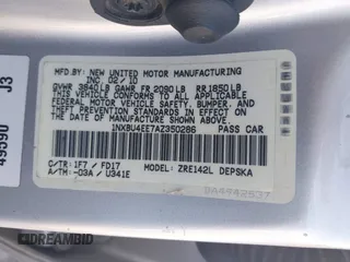 2010 Toyota Corolla with VIN 1NXBU4EE7AZ350286, listed as a IAAI auction lot 41955852 with 196,721 mi miles. Bid and sale history available at carsss.com. Image 9.