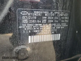 2020 Hyundai Elantra SE with VIN KMHD74LF8LU020722, listed as a Copart auction lot 76400364 with 51,331 mi miles and Salvage Title. Bid and sale history available at carsss.com. Image 12.