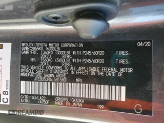 2020 Toyota 4Runner SR5 с VIN JTEBU5JR6L5815801, выставлен на аукционе Copart как лот 50350295 с пробегом 48 447 миль миль и Списание • Salvage title. История ставок и продаж доступна на DreamBid. Изображение 13.