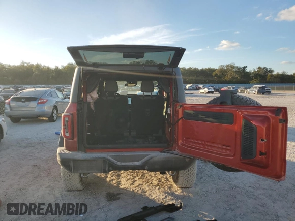 2023 Ford Bronco with VIN 1FMDE5CP0PLC17366, listed as a Copart auction lot 83611284 with 3,596 mi miles and Salvage title. Bid and sale history available at DreamBid. Image 6.