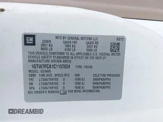 2012 GMC Savana Cargo with VIN 1GTW7FCA1C1157824, listed as a IAAI auction lot 42012172 with 200,961 mi miles. Bid and sale history available at carsss.com. Image 9.