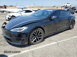 2022 Tesla Model S Plaid with VIN 5YJSA1E62NF471696, listed as a Copart auction lot 56249555 with Not provided miles and Salvage title. Bid and sale history available at DreamBid. Image 1.