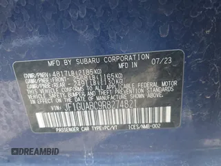 2024 Subaru Impreza with VIN JF1GUABC9R8274821, listed as a IAAI auction lot 41634793 with 19,290 mi miles. Bid and sale history available at carsss.com. Image 9.