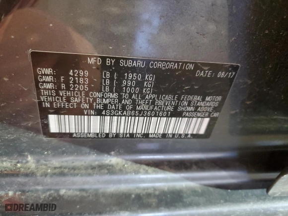 2018 Subaru Impreza Premium with VIN 4S3GKAB65J3601601, listed as a Copart auction lot 45571555 with 105,233 mi miles and Non Repairable. Bid and sale history available at carsss.com. Image 12.