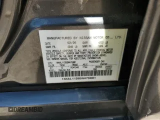 2005 Nissan Altima SL z VIN 1N4AL11D85N475981, wystawiony jako Copart lot #57493965 z przebiegiem 122 020 mil mil oraz Szkoda całkowita • Salvage title. Historia ofert i sprzedaży dostępna na DreamBid. Obrazek 12.