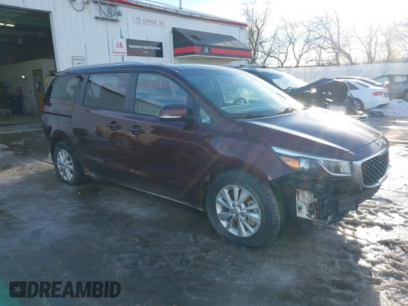 2016 Kia Sedona LX with VIN KNDMB5C17G6200149, listed as a IAAI auction lot 41308309 with 79,457 mi miles and . Bid and sale history available at carsss.com. Image 1.