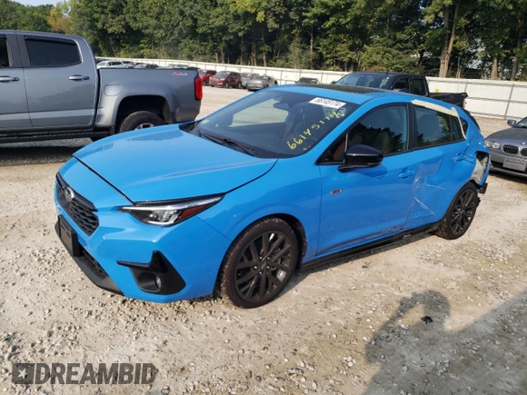 2024 Subaru Impreza RS with VIN JF1GUHJC3R8315759, listed as a Copart auction lot 66145174 with 323 mi miles and Salvage Title. Bid and sale history available at carsss.com. Image 1.